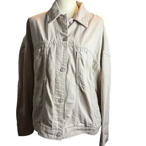 We The Free Opal Swing Denim Jacket, Oversized Utility Beige, Size Medium